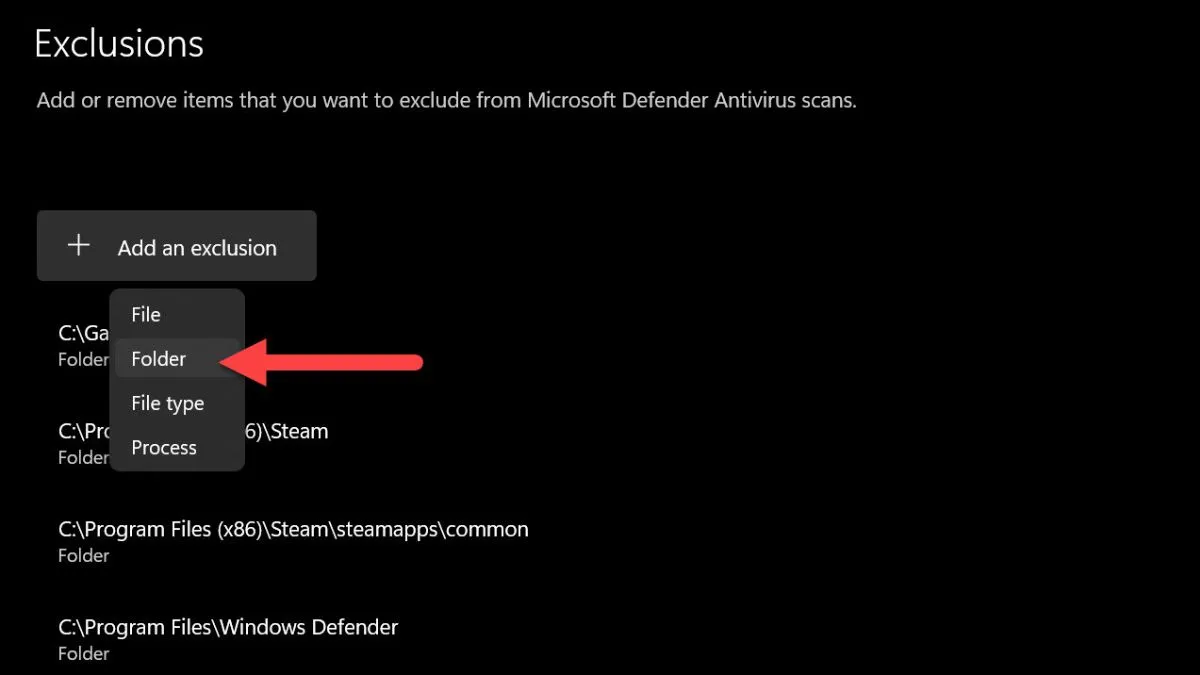 Add The First Descendant Install Directory in Windows Defender Exclusions